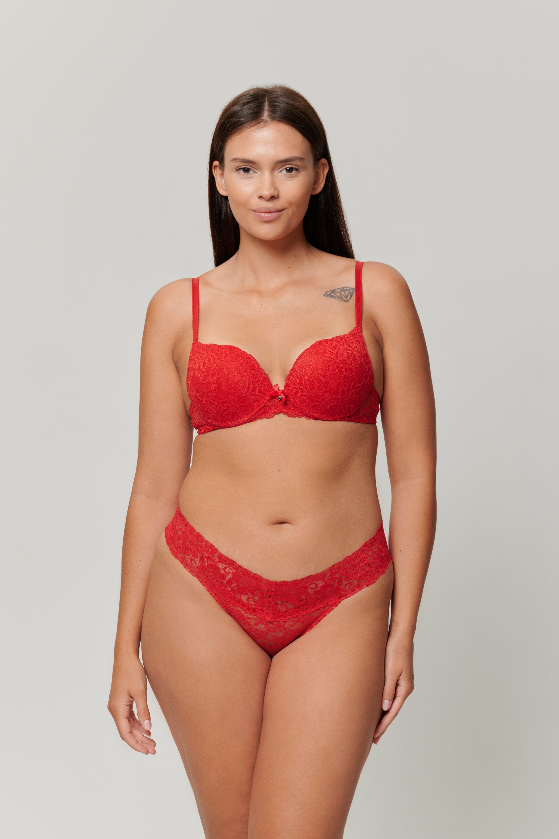 Lace Underwire Bra Red